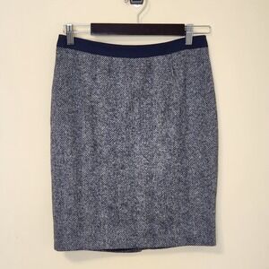 Boden British Tweed Moon Pencil‎ Skirt Size 6P Gray Herringbone 100% Wool